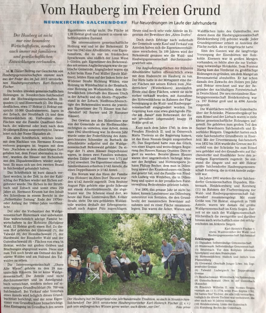 Artikel von Karl-Heinrich Fischer aus der Siegener Zeitung vom 27. Feb. 2016